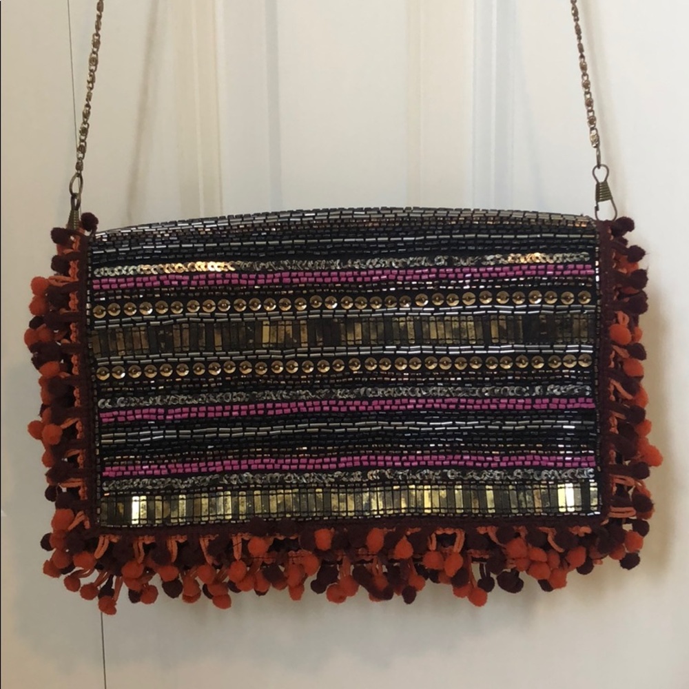 Steve Madden - Beaded Pom Pom Clutch